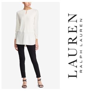 LAUREN RALPH LAUREN KEYHOLE JERSEY TOP